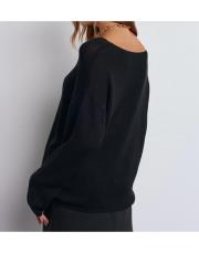 oval yaka ince triko kazak siyah 2