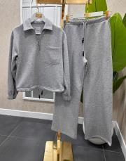 şardonlu geniş paça eşofman takım gri