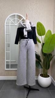 şardonlu geniş paça eşofman takım gri 4