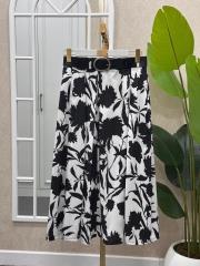 kemerli uzun etek siyah beyaz desenli