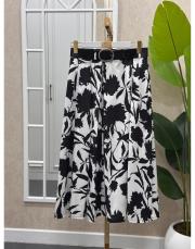 kemerli uzun etek siyah beyaz desenli 2