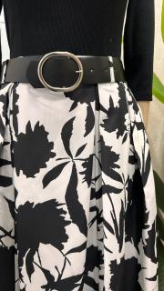 kemerli uzun etek siyah beyaz desenli 3