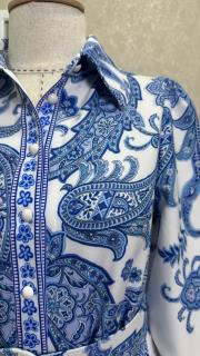 çiçek baskılı kemerli uzun elbise mavi mavi 5