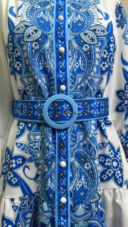 çiçek baskılı kemerli kısa elbise mavi mavi 3