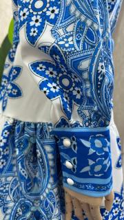 çiçek baskılı kemerli kısa elbise mavi mavi 4