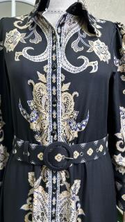 çiçek baskılı kemerli uzun elbise siyah siyah 2