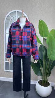 ekoseli bomber ceket kırmızı kırmızı