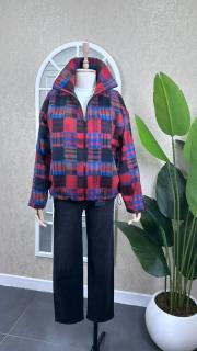 ekoseli bomber ceket kırmızı kırmızı 2