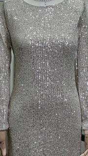 sırt detaylı payetli kısa elbise krem bej 3