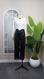 tasarım deri pantolon siyah