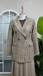 kruvaze yaka düğmeli channel ceket kahve 2