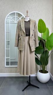 kruvaze yaka düğmeli channel ceket kahve 5