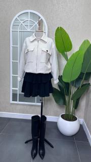 simli tweed bomber ceket ekru 2