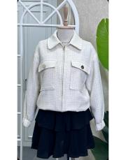 simli tweed bomber ceket ekru 3