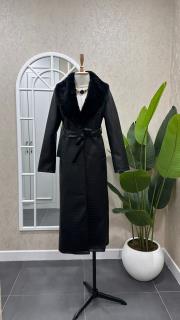 timsah desen yakası kürklü deri kaban siyah 2