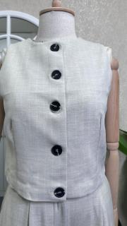 çizgili polyviskon yelek pantolon takım gri 3