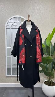 kemerli kaşe kaban siyah